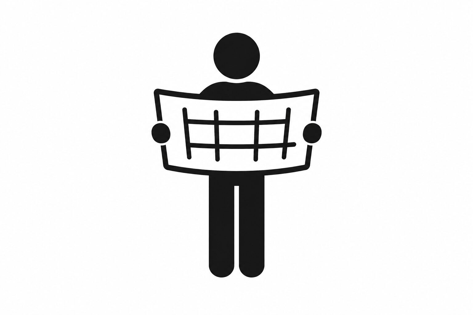 図面を広げて一人で立つ人のピクトグラム|一人現場の乗り切り方