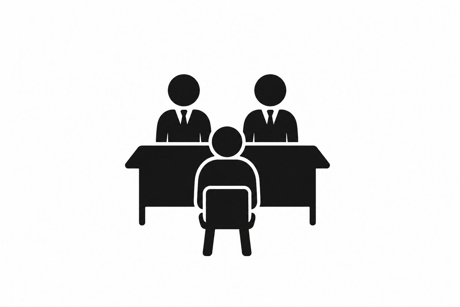 面接官と向き合う人のピクトグラム|施工管理の転職面接で聞かれたこと